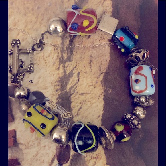 Silpada Sterling Silver Art Glass Beads Bracelet - Picture 3 of 5